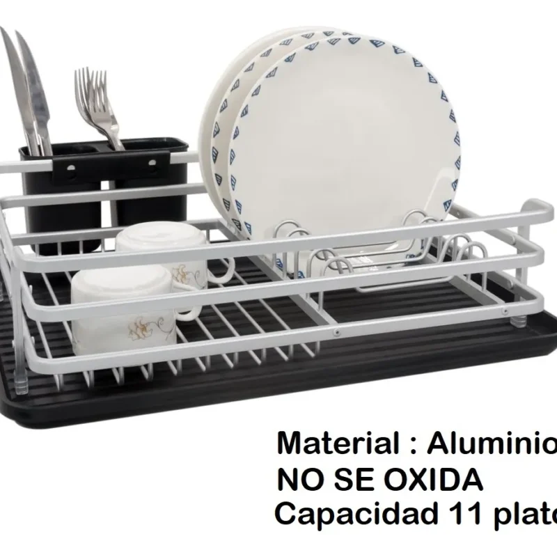 Escurre Seca Platos Aluminio Bandeja Cubiertero Hogar Actual